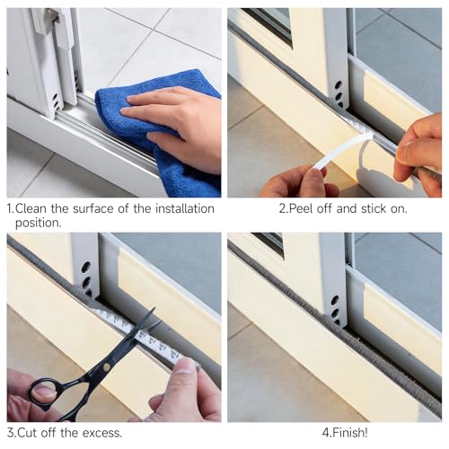 16.5FT Weather Stripping Self-Adhesive Pile Window Seal, Dense Brush for Insulation， Soundproofing, Windproof, Dustproof, for Sliding Door Frame, Glass Window, Exterior Door, 0.35" Wide x 0.35" Thick