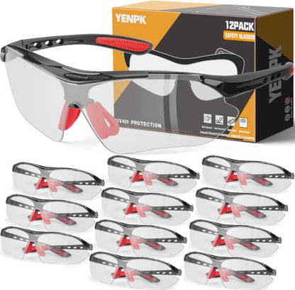 Safety Glasses for Work, ANSI Z87.1 and UV400 Eye Protection Glasses - color: 12pack-clear