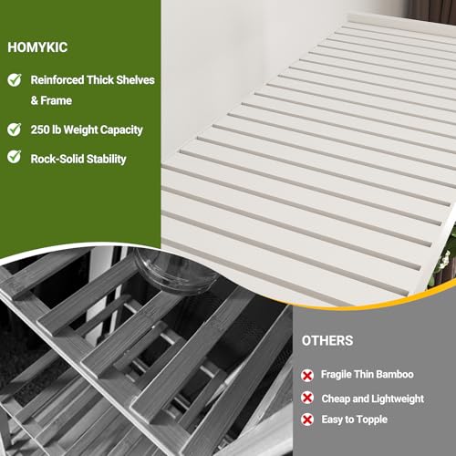 Homykic Bamboo Clothing Rack with Shelves, 33.5” Wide Clothes Rack, 78.8” H - color: White, size: Standard
