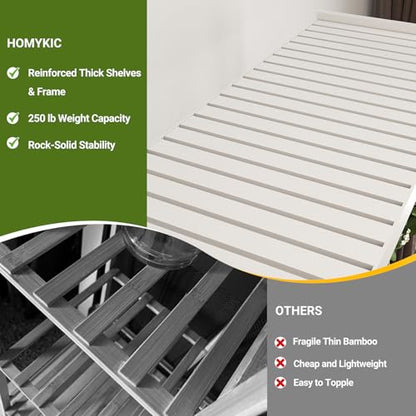Homykic Bamboo Clothing Rack with Shelves, 33.5” Wide Clothes Rack, 78.8” H - color: White, size: Standard
