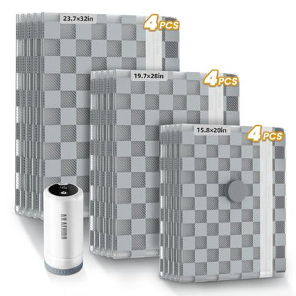 Vacuum Storage Bags with Pump, 12PCS Space Saver Bags for Clothing Travel - size: 12 Combo Travel Size