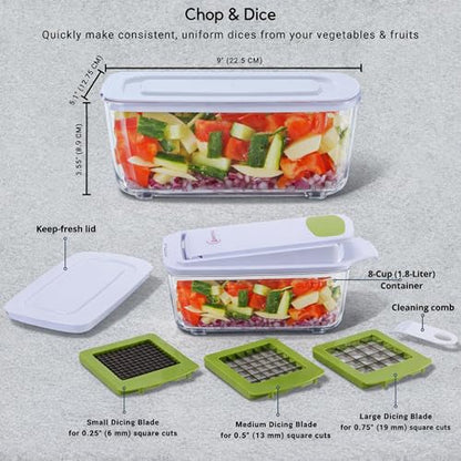 Brieftons QuickPush 8-Cup Push-Down Manual Vegetable Chopper & Food Dicer