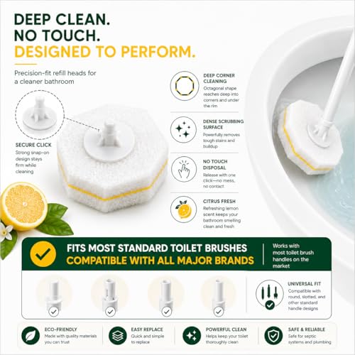 Clean Brush Heat 60 Count Disposable Toilet Bowl Cleaner Brush Heads - size: 1 Count (Pack of 60)