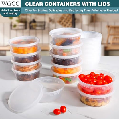 Deli Containers with Lids 8oz- Disposable Soup Containers with Lids 48 Sets - Plastic Container with Lid, Food Container with Leakproof, BPA Free/Microwave/Freezer/Dishwasher Safe - size: 8oz-48pc