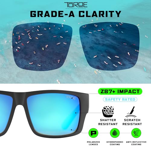 TOROE VALLEY Polarized z87+ Men Sunglasses - color: Matte Black | White Emblem | Baja Blue