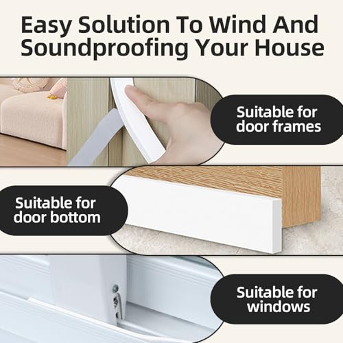 EVA Foam Weather Stripping Tape,1 Inch W x 1/4 Inch T Self-Adhesive Seal Tape for Doors & Windows-Draft Blocker,Soundproofing,Waterproof Insulation Foam,2 Rolls Total 33FT White - color: White, size: 1 IN x 1/4 IN x 33FT