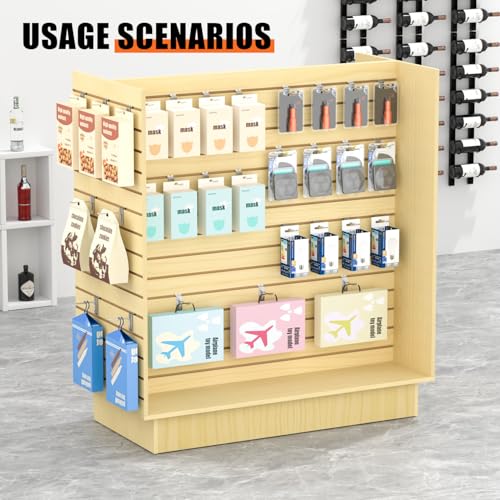 49.5”W x 24”D x 54”H - Retail Slatwall Gondola Display with 3” Slat wall Units，Maple Versatile H-Unit Slatwall Display Stand - color: Maple