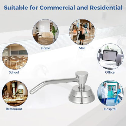 Stardrix Heavy Duty Brass Countertop Liquid Soap Dispenser, Commercial Grade Top Fill Built-in Soap Dispenser with 34 oz/ 1L Bottle for Bathroom, Kitchen, Public Restroom, Chrome Finish, 4” Spout - size: 4” Spout