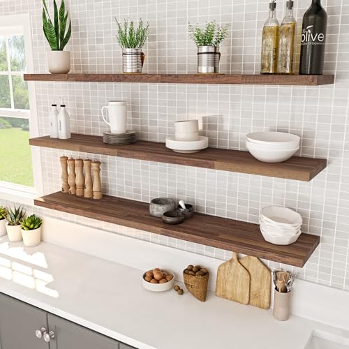 Howizz Walnut Butcher Block Shelf 12" x 3ft x 1.5" Inches, Solid Wood Countertop Shelf Board - color: Acacia - Finger Joint - Walnut - Finished, size: 36"L x 12"W x 1.5"Th