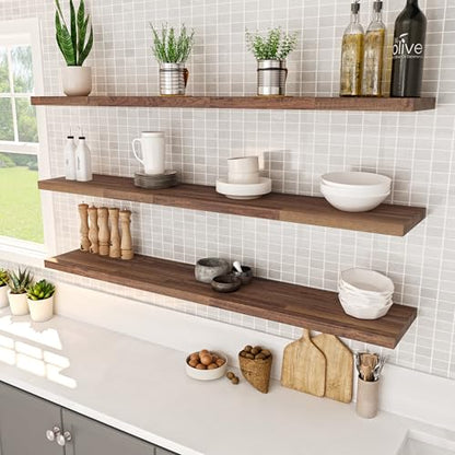 Howizz Walnut Butcher Block Shelf 12" x 3ft x 1.5" Inches, Solid Wood Countertop Shelf Board - color: Acacia - Finger Joint - Walnut - Finished, size: 36"L x 12"W x 1.5"Th