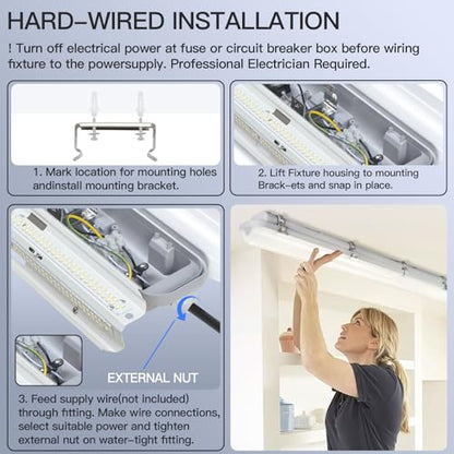 JTT 4FT LED Vapor Tight Light Fixture 60W/50W/40W Options 0-10V - 4Pack - size: 4FT (4-Pack)