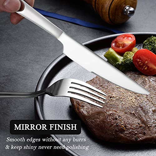 LIANYU 60 Piece Silverware Flatware Set for 12, Stainless Steel Cutlery Set - color: Silver