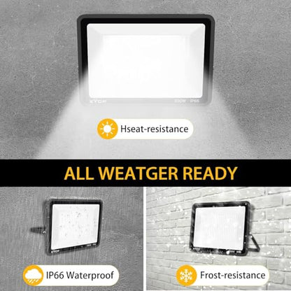 XYCN 3 pack 300W LED Flood Light,Super Bright Daylight (2000W Equivalent)42,500LM 5000K IP66 Waterproof Security Outdoor LED Arena Lights Commercial Lighting Floodlight for Backyard|Court|Stadium|Yard - color: 300W 3pack led flood light