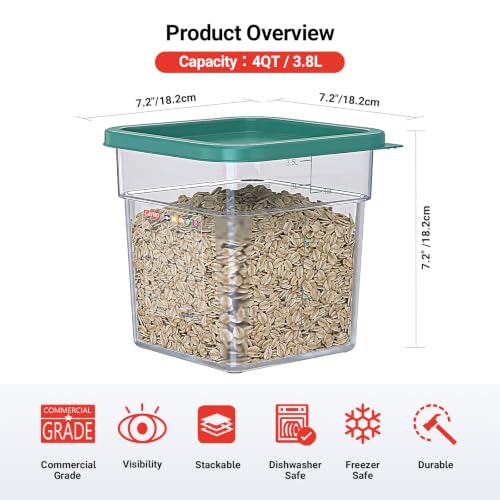 2 QT & 4 QT Commercial Food Storage Containers with Lids, Clear Square Containers for Kitchen Prep, Baking Ingredients, Pet Food and Dry Food Storage - size: 2.0(QT)+4.0(QT)