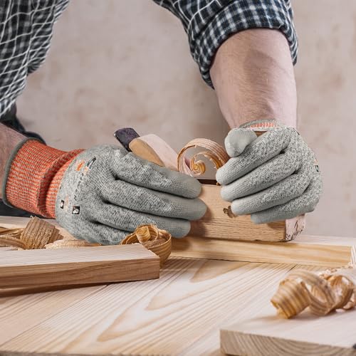 Schwer 12 Pairs A4/A5/A6 Cut Resistant Gloves, Non PFAS CR3088, L - color: Grey A5, size: Large