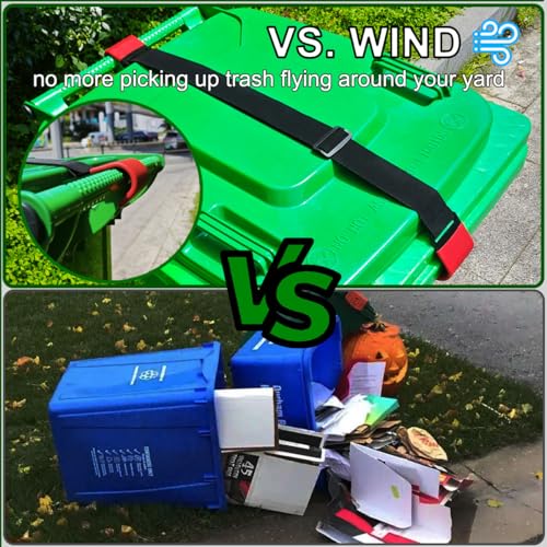1PC Metal Double-Claw Trash Can Lock Straps for Animals,Outdoor Racoon Garbage Can Bin Lid Lock Straps Bungee Cord,Trash Can Bin Lid Locks Bungee Cord Outside【RED HOOKS】- PATENTED PENDING (Pack of 2) - color: RED double-hook, size: 1 PC (Pack of 2)