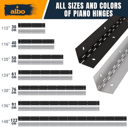 ALBO 12" x 2" Piano Hinge Stainless Steel 304, Silver, 2-Pack - color: Silver, size: 12 Inch