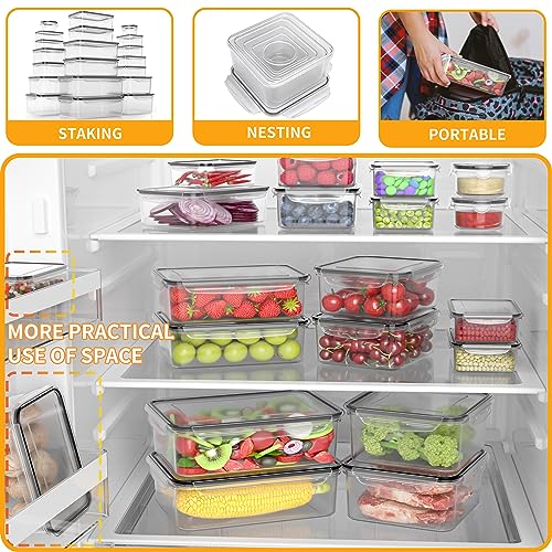 52 PCS Large Food Storage Containers with Lids Airtight, BPA-Free Leakproof Plastic Meal Prep Containers Reusable,Microwave & Dishwasher & Freezer Safe,Includes Labels & Pen - color: Black 26 Pack