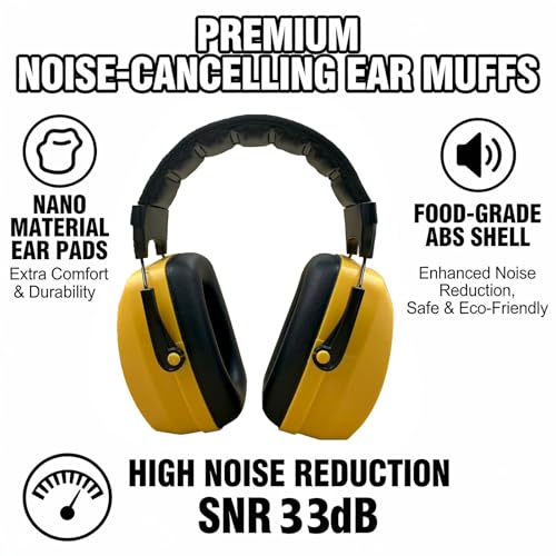 Yellow Comfortable And Durable Noise Cancelling Headphones For Men For Hunting Shooting Gun Range Mowing Adjustable