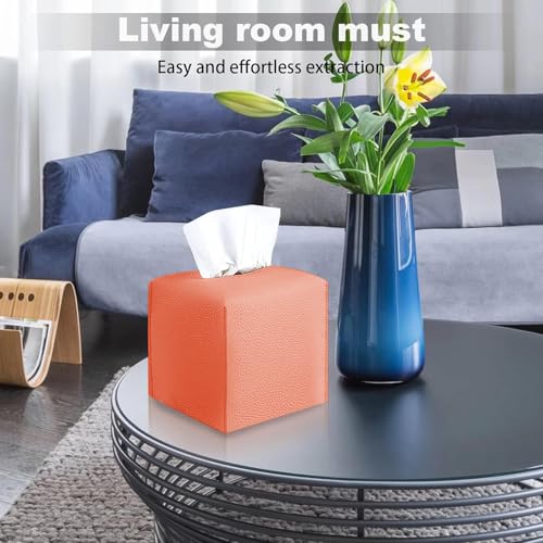 2 Pack 5"x5"x5" Square PU Leather Tissue Box Holders for Home & Office - color: Rose Gold