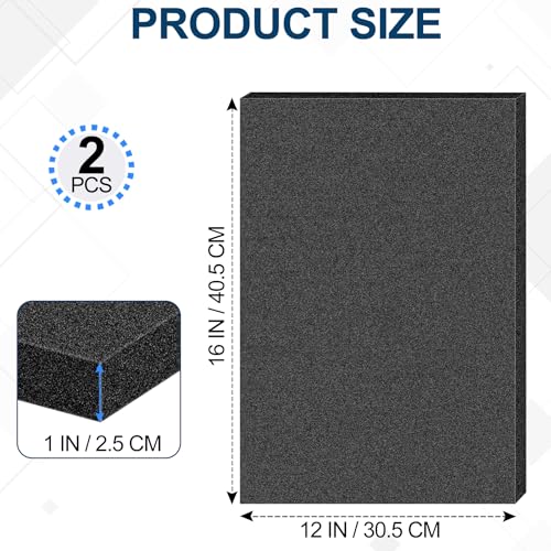 2 PCS Polyurethane Foam Sheets 16" L x 12" W x 1" T Packing Foam Inserts Cuttable Craft Foams Cushion Foams High Density Foam Pads for Case, Tool Box, Game Box, Camera, Jewelry, DIY Craft, Black - size: 16in X 12in X 1in