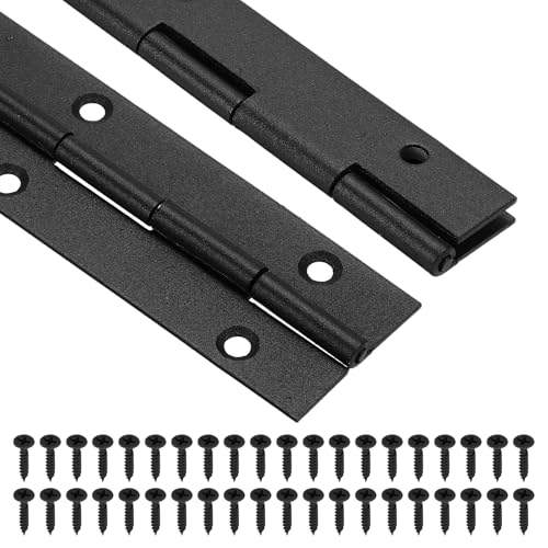 uxcell Piano Hinge, 47" Stainless Steel Continuous & Piano Hinges 1.5" Open Width 0.06'' Thick Heavy Duty Piano Hinges with Screws for Piano, Cabinets, Doors, Black - size: 48" x 1.5"
