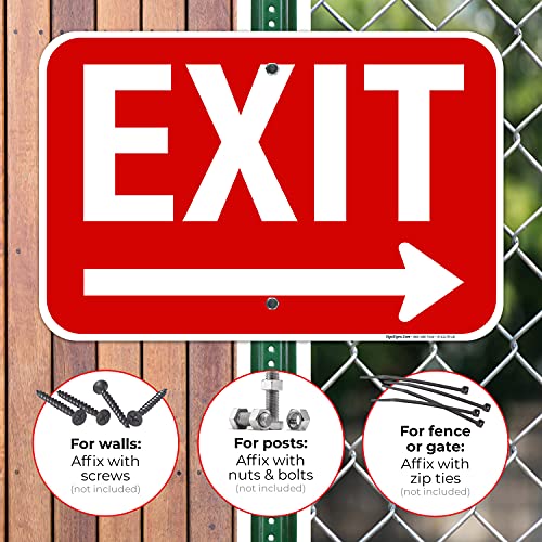 Exit Sign, with Right Arrow - size: 12x18