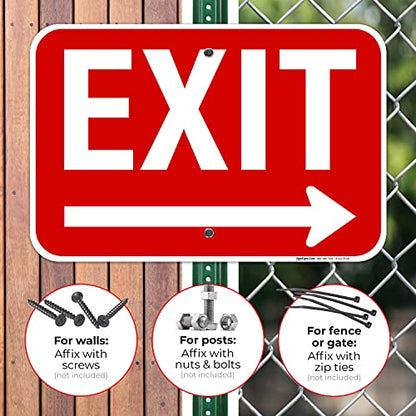 Exit Sign, with Right Arrow - size: 12x18