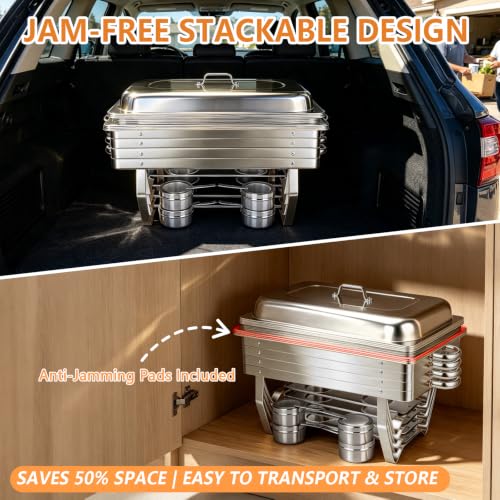9QT Rectangular Chafing Dishes for Buffet, Chafers and Buffet Warmers Sets - color: Silver, size: Rectangular