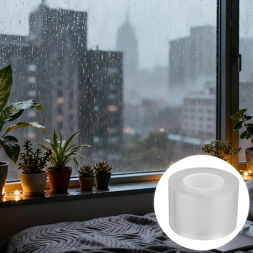 Transparent Window Weather Sealing Tape, 2in x 33ft/5cm x 10m Weather Stripping Residue-Free Clear Window Insulation Tape for Doors Windows Shower Glass Gaps