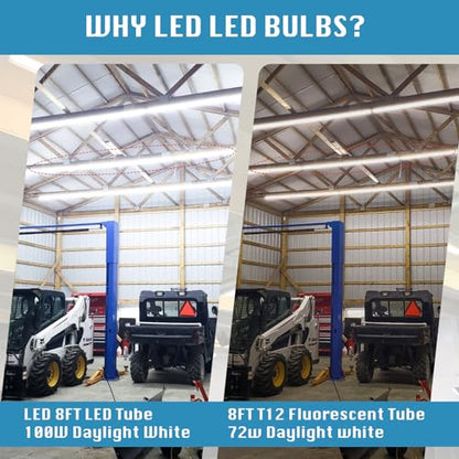 (12-Pack), 8FT LED Shop Light Fixture, Super Bright 100W 6000K Cold White 15000LM, 8 Foot Led Lights, Flat 2 Rows Flat Shape 96" LED Shop Lights,Linkable T8 LED Tube Lights for Garage Warehouse - size: 8FT 12PCS Frosted Cover