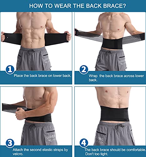 Paskyee Back Brace, Lumbar Support, Lower Back Pain, Sciatica, Men & Women - size: XL(Fits waist 38.6"-45.3")