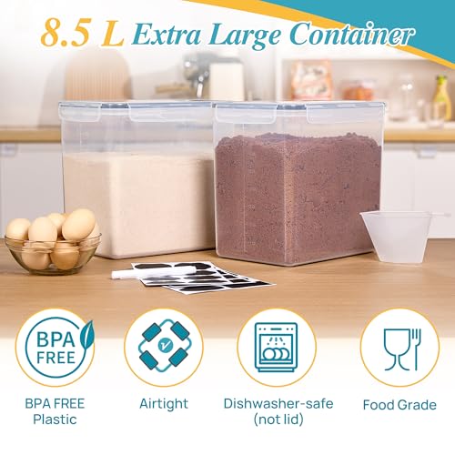 Vtopmart 8.5L Extra Large Flour Sugar Storage Containers, 2 PCS, Black - color: Black, size: 8.5L