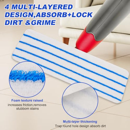Replacement Disposable Mop Pad for Rubbermaid Reveal Spray Mop - 30 Pack Wet & Dry Floor Cleaning Refills Fit for Any Reveal Flat Cleaning System 16.5" (50 Pack) - color: 16.5 Inch-50pack-blue&white-disposable