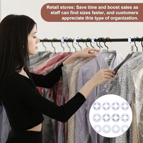 12Pcs Clothing Rack Size Dividers Round White Plastic Wardrobe Round Hangers Label for Clothing Rack Pre-Labeled (XXS-XXXL) Blank Dividers for Clothes Organization