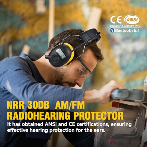 AM/FM Radio Headphones for Mowing, NRR 30dB Hearing Protection - color: A-yb
