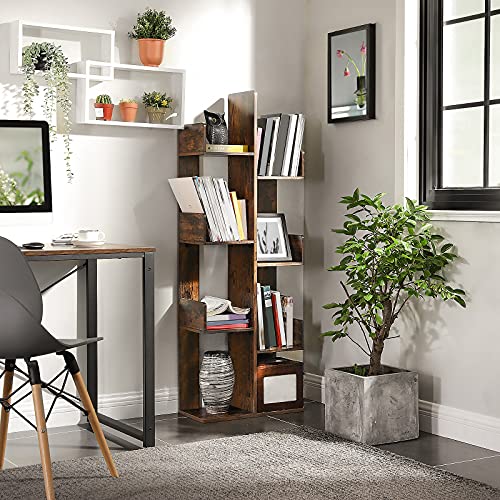 VASAGLE 8-Tier Bookcase, Open Storage, 19.7 x 9.8 x 55.1 Inches - color: Rustic Brown, style: 4-Tier (19.7"W)