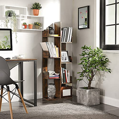 VASAGLE 8-Tier Bookcase, Open Storage, 19.7 x 9.8 x 55.1 Inches - color: Rustic Brown, style: 4-Tier (19.7"W)