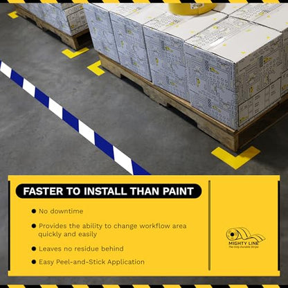 Mighty Line Diagonal Chevron Floor Marking Tape, 4 in Yellow and Magenta - size: 4 inch, style: Yellow With Magenta Chevrons