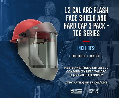 Oberon Arc Flash Face Shield & Hard Cap - 12 Cal - 3 Pack - size: 3 Pack, style: Hard Cap With Anti-fog