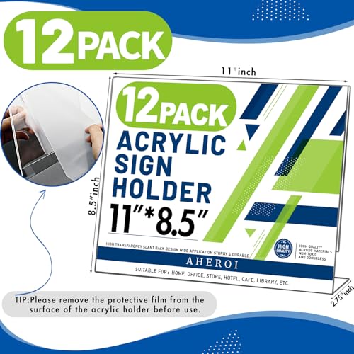 Aheroi Acrylic Sign Holder 8.5x11, Plastic Sign Holder Acrylic Stand 12Pack - color: Horizontal Style 1, size: 11*8.5″-12 Pack