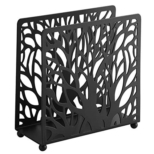 Farmhouse Black Napkin Holder for Tabletop Decor and Kitchen, Metal Table Napkin Holder Stand for Home Restaurant Picnic Party - color: Black