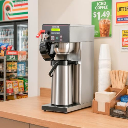 NUPANT Commercial Airpot Coffee Brewer 14 Cup Auto-Fill Dirp Coffee Maker Machine with 74oz 24H Thermal Carafe, Stainless Steel, Hot Water Dispenser,Temp./Cup Control LCD Screen for Restaurant Office - size: Auto-Filling/Digital LCD Control