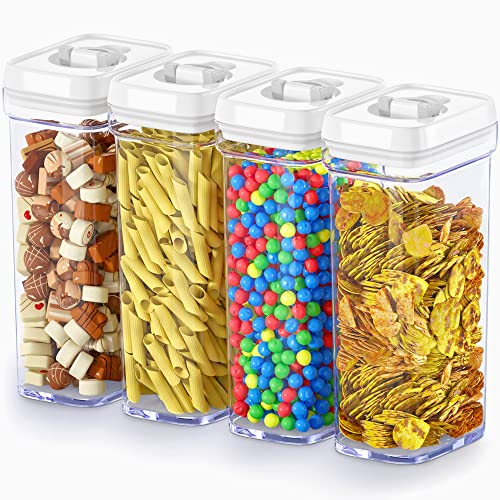 DWËLLZA KITCHEN Airtight Food Storage Containers with White Lids 1.7L - 4 Pc Air Tight Pantry Storage Containers Clear Kitchen Organization and Storage Set BPA-Free - Keeps your Food Fresh & Dry - color: 03 - 1.4 Liters (Set of 4)