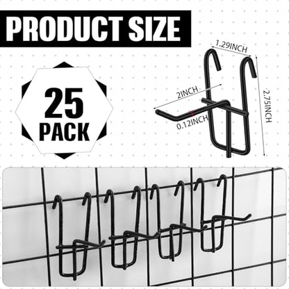 Moxweyeni 25 Pack Grid Wall Hooks, 2 Inch Black Gridwall Hanger - color: Black, size: 2 Inch
