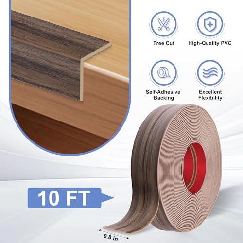 Wall Corner Protector Moulding Trim Peel and Stick - color: Smoked Brown Wood, size: 0.8 In x 10 Ft