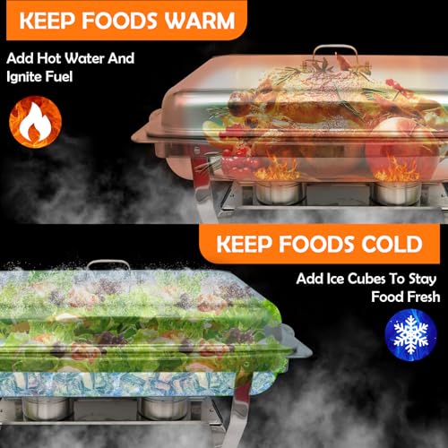 ALSO GO 6 Pack 9QT Chafing Dishes for Buffet with 4 Serving Tongs - color: 6 Pack Rectangular