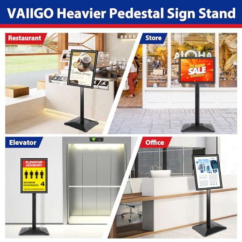 Pedestal Sign holder Stand 11x17inch Adjustable Standing Floor Sign Stand with Heavy Base & Snap Frame Display Stand for Indoor Outdoor Business Store Sign Holder Poster Stand (Black) - color: Black/1Pack, size: 11"x17" Sign Stand