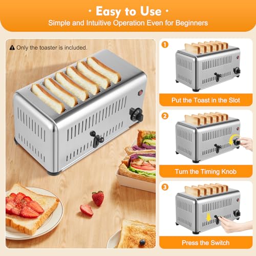 1680W Commercial Conveyor Toaster Stainless Industrial Bread Toaster 6 Slice