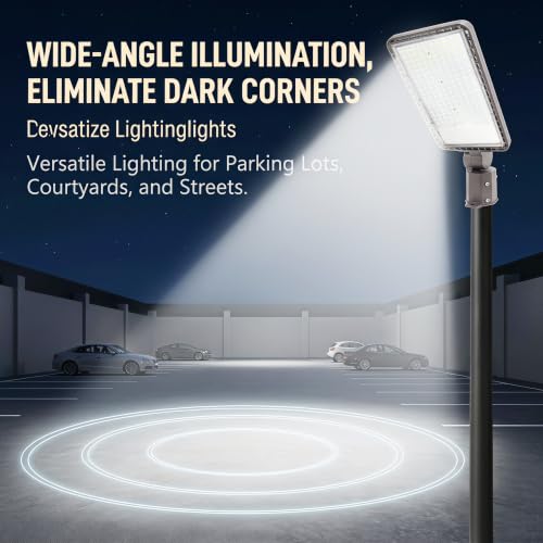 2PACK 300W LED Parking Lot Light with Dusk to Dawn Photocell, Slipfitter Mount and Wall Mount Commercial Outdoor Lighting, 100-277V 42000LM 5000K, ETL Commercial LED Security Flood Lights